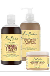 Shea Moisture Jamaican Black Castor Oil Firming Mask Kit 1 x 355ml, 1 x Shampoo, 1 x 385ml, Rinse Out Conditioner 1 x 385ml